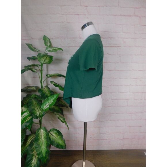 Papaya Green Knotted Cropped Front Graphic Tee Grow Positive Thoughts L - Picture 5 of 11